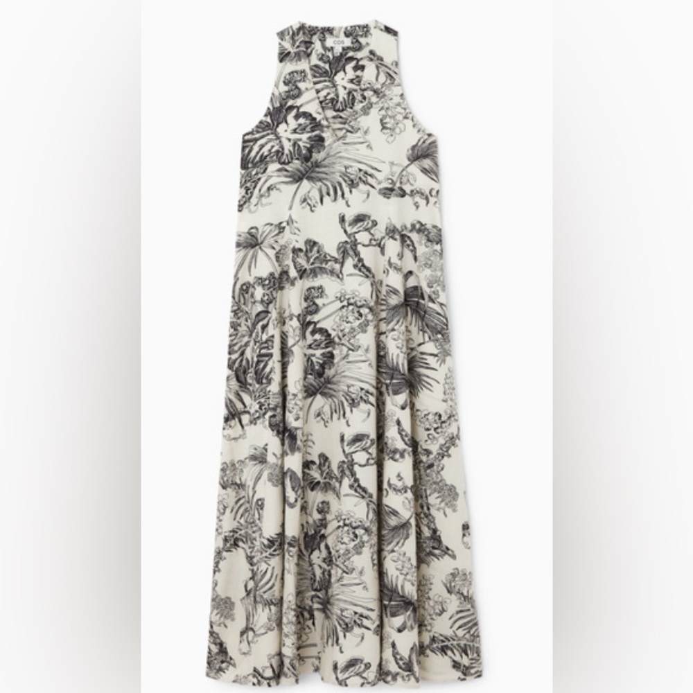 COS Voluminous Linen Botanical Maxi Dress